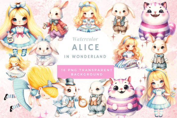 Alice in Wonderland Watercolour Clipart: A Whimsical Addition to Illustrations