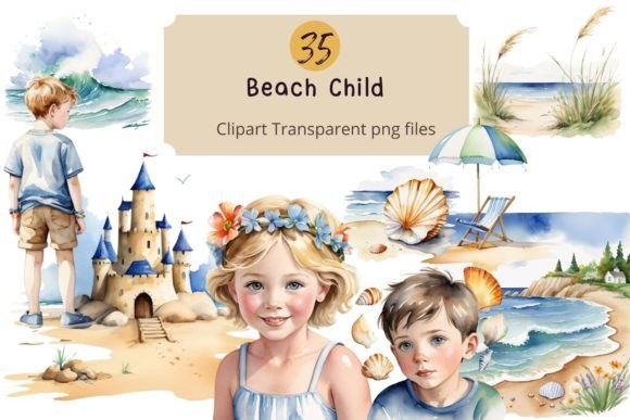 Beach Child Watercolor Clipart: A Versatile Illustration for Brands