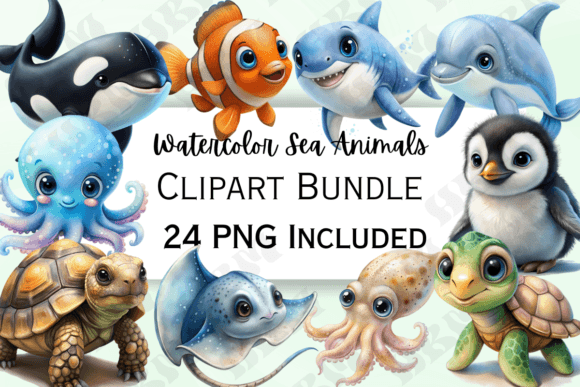 Cute Watercolor Sea Animals Clipart for Engaging Illustrations