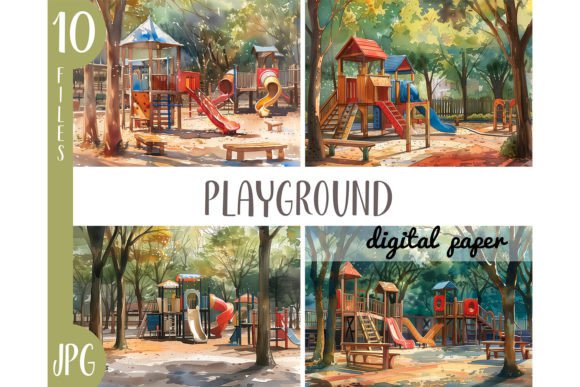 Exploring Watercolor Playground Clipart JPG