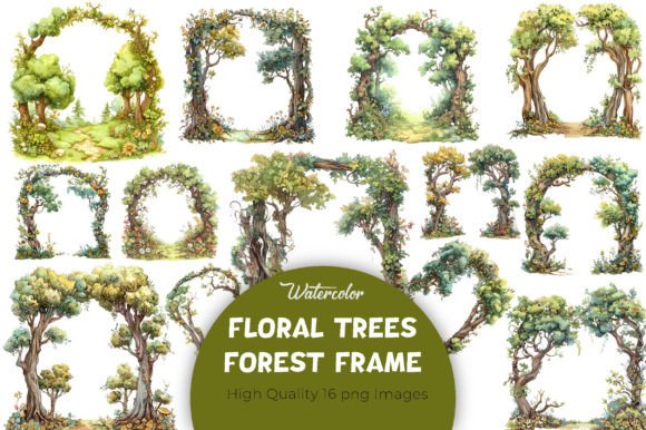 Floral Trees Forest Frames: A Versatile Illustration Asset