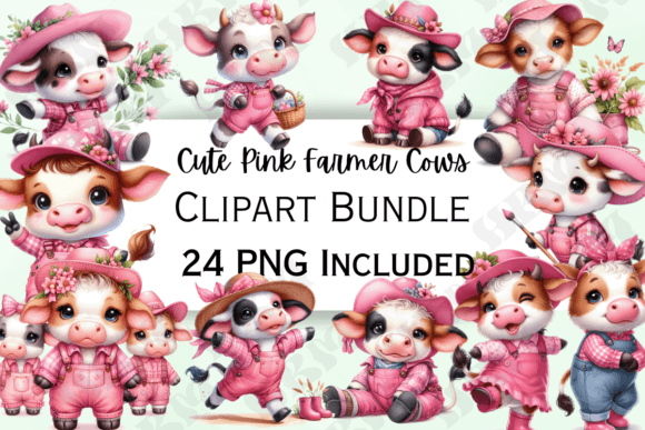 Funny Cute Watercolor Farm Cow Clipart for Illustrations