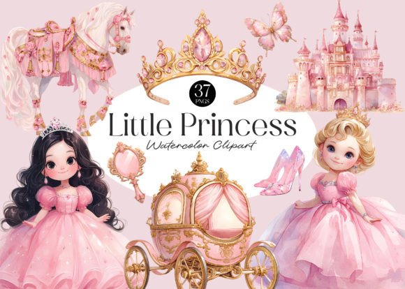 Pink Little Princess Watercolor Clipart Review