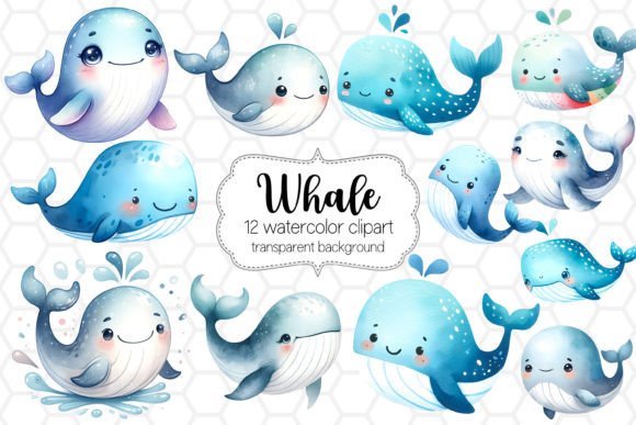 Review: 12 Cute Whale Watercolor Clipart Bundle for Illustrations