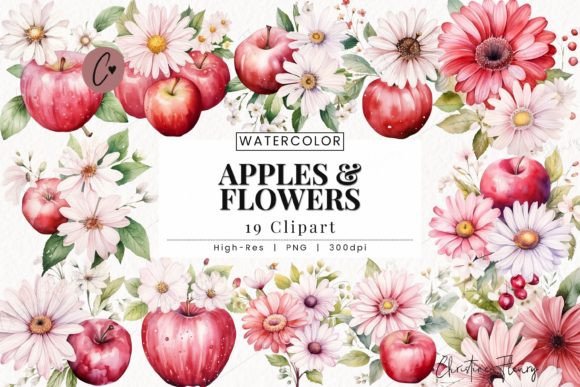 Watercolor Apples Flowers: A Fresh Embroidery Choice