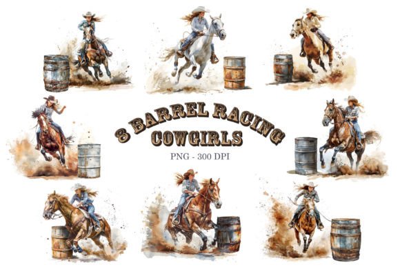 Watercolor Barrel Racing Png Cowgirls: A Unique Illustration