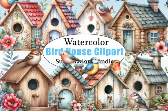 Watercolor Bird House Clipart: A Versatile Illustrations Asset
