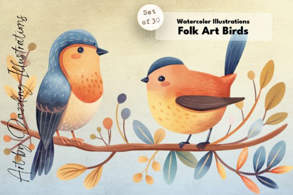 Watercolor Birds Whimsical Birds: A Perfect Illustrations Asset