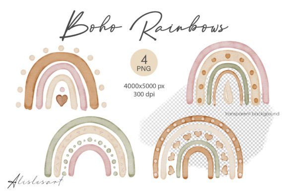 Watercolor Boho Rainbows: A Must-Have Illustrations Set