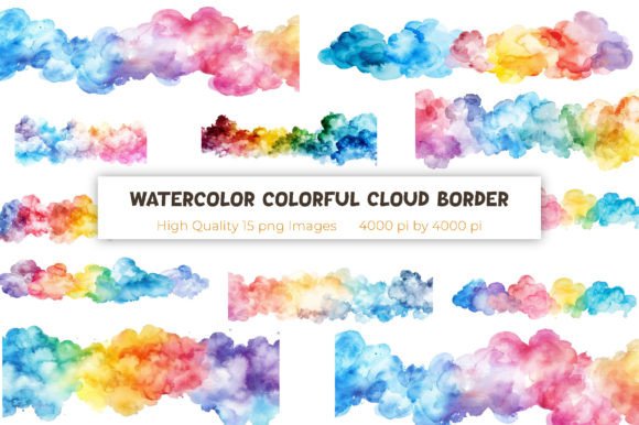 Watercolor Cloud Border for Creative Illustrations