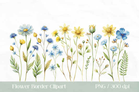 Watercolor Flower Border PNG for Elegant Illustrations