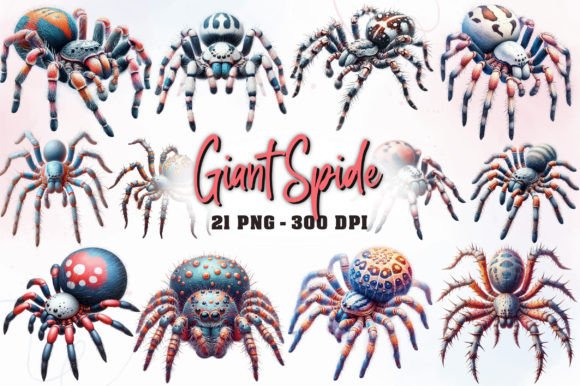 Watercolor Giant Spider Illustrations for Sublimation