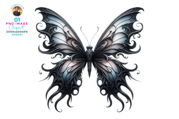 Watercolor Gothic Butterfly Clipart: A Versatile Illustration