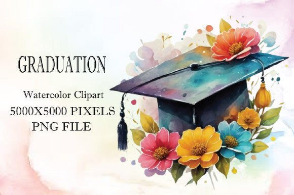 Watercolor Graduation Hat Clipart for Illustrations