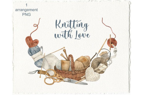 Watercolor Knitting Arrangement: A Versatile Illustration