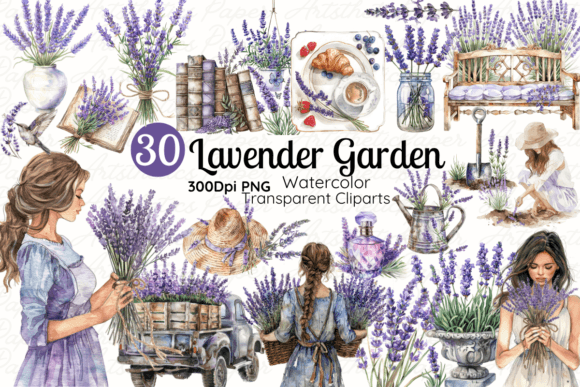Watercolor Lavender Clipart for Creative Illustrations