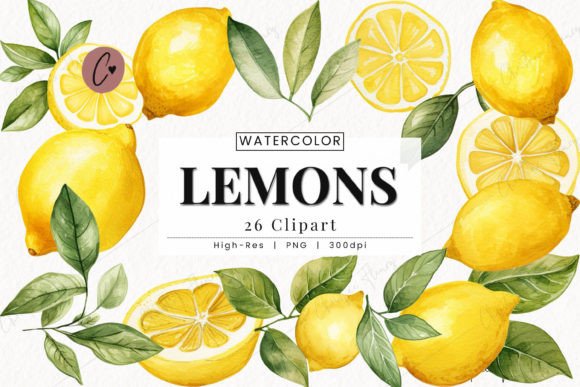 Watercolor Lemons Clipart for Fresh Branding