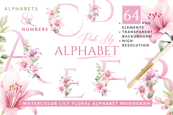 Watercolor Lily Floral Alphabet Monogram: A Delicate Illustrations Gem