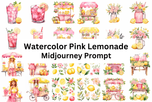 Watercolor Pink Lemonade Illustrations for Fresh Branding