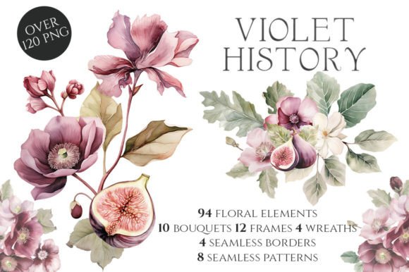 Watercolor Violet History Floral: A Versatile Illustration