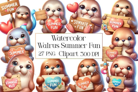 Watercolor Walrus: A Fun Summer Embroidery Design
