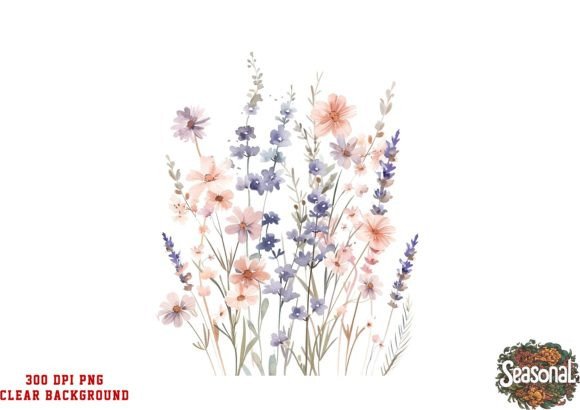 Watercolor Wildflower Bouquet Clipart for Illustrations