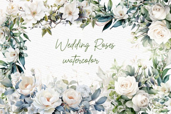 White Roses Clipart Watercolor for Elegant Illustrations